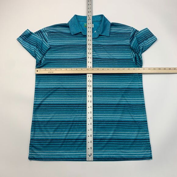 Ben Hogan Polo Shirt Mens M Medium Blue Striped Sweat Wicking Performance Golf - Picture 6 of 9